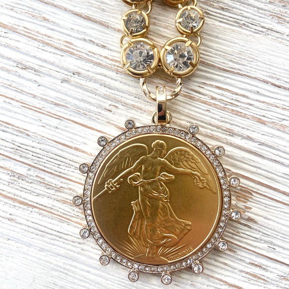 Gold French Peace Coin Necklace