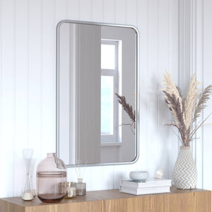 24x36 Matte Silver Metal Frame Accent Wall Mirror: Matte Silver