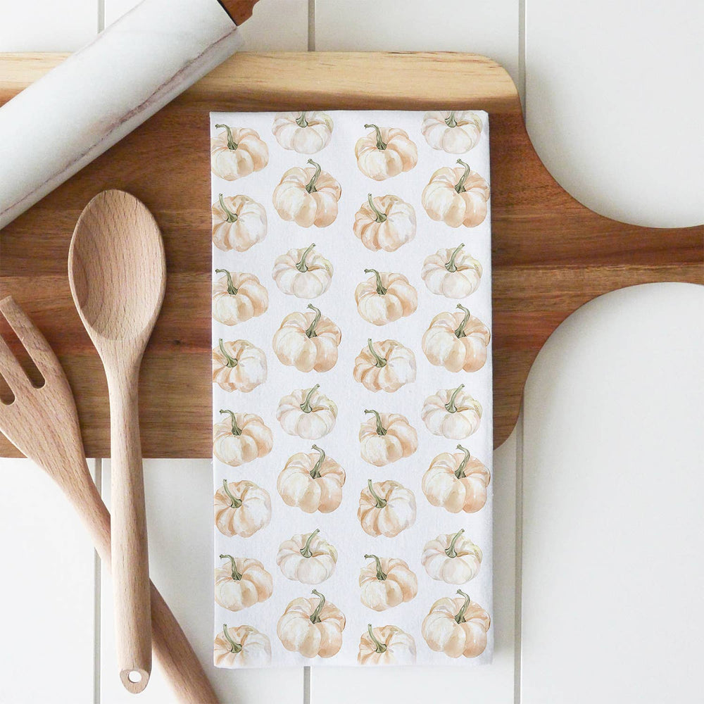 Pumpkin Pattern Tea Towel: White