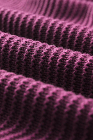 Ribbed Raw Edge Hooded Sweater: Red / S