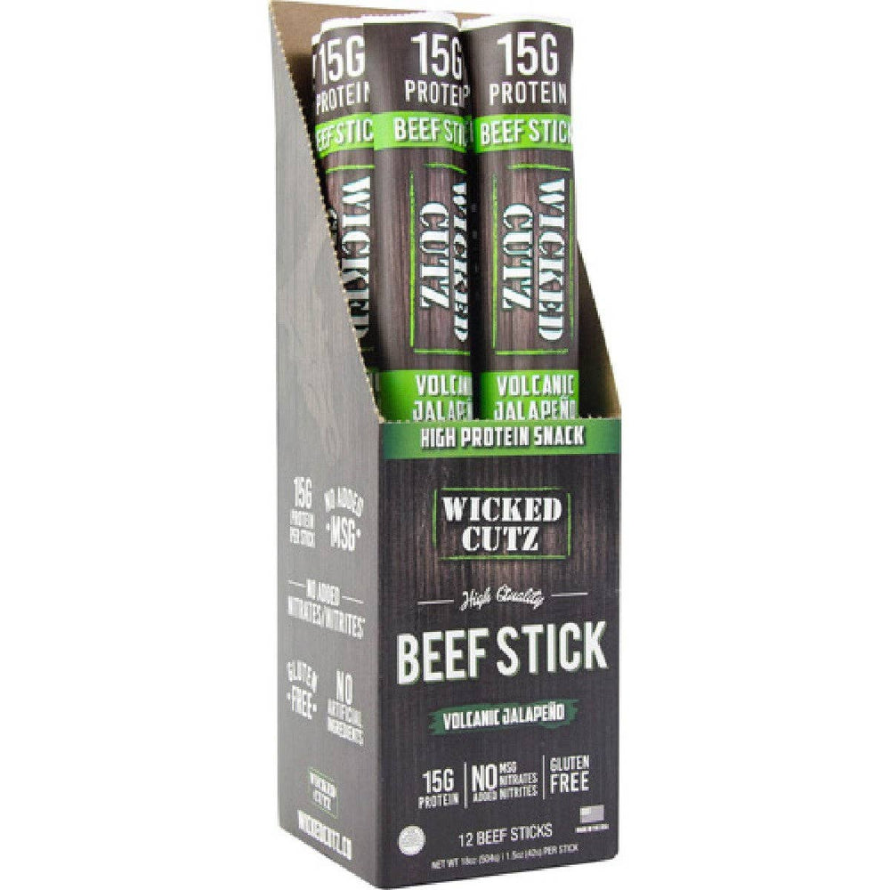 Wicked Cutz Beef Sticks: Volcanic Jalapeño Beef Stick / 12 Pack