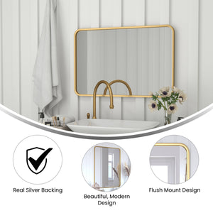 24x36 Matte Gold Metal Frame Accent Wall Mirror: Matte Gold
