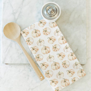 Pumpkin Pattern Tea Towel: White