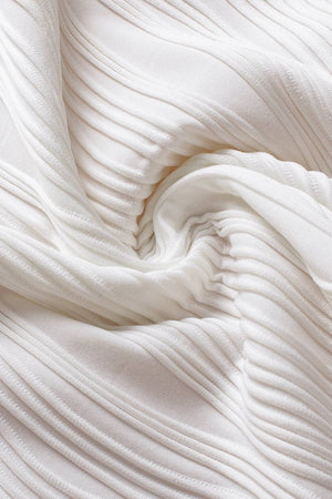 Textured V-Neck Short Sleeve Top: White / S