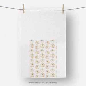 Pumpkin Pattern Tea Towel: White