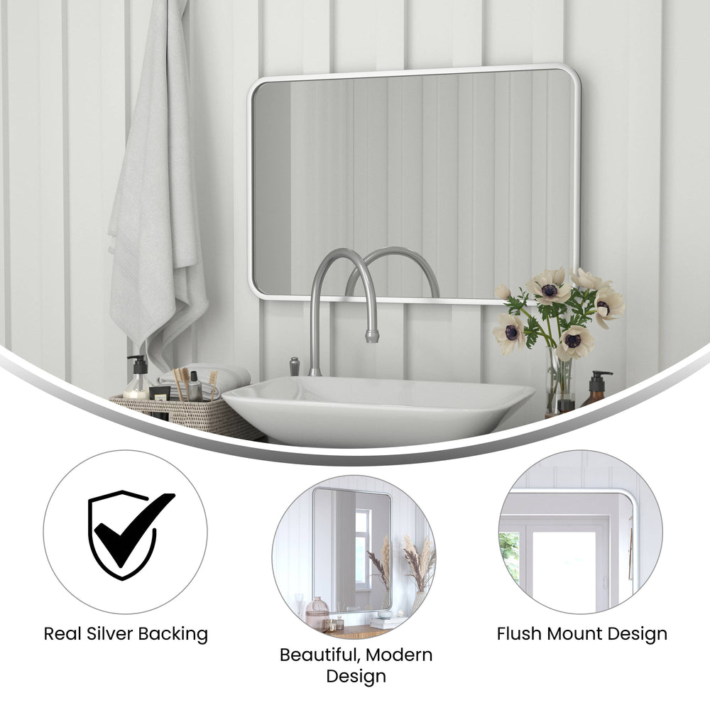 24x36 Matte Silver Metal Frame Accent Wall Mirror: Matte Silver