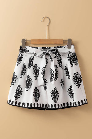 Boho Geometric High Waist Summer Shorts: Black / L