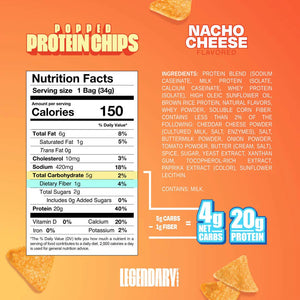 Legendary Foods Popped Protein Chips: Nacho Cheese / 7 Bags