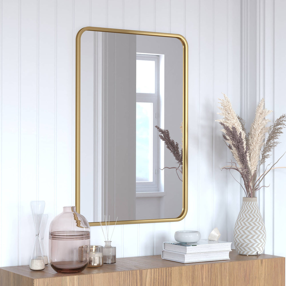 24x36 Matte Gold Metal Frame Accent Wall Mirror: Matte Gold