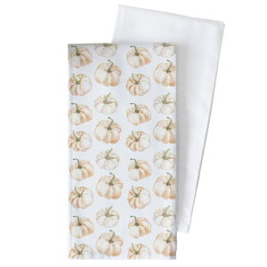 Pumpkin Pattern Tea Towel: White