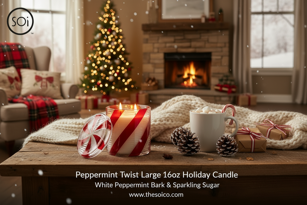 Soi Peppermint Twist Large Holiday Candle