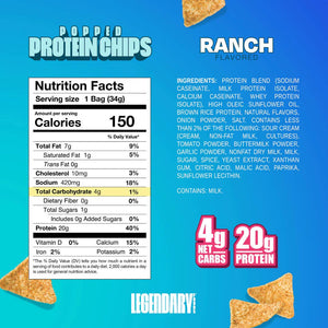 Legendary Foods Popped Protein Chips: Nacho Cheese / 7 Bags