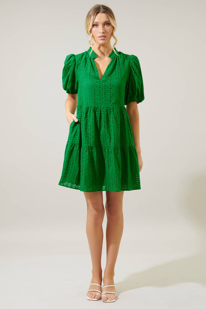 Jacey Babydoll Eyelet Mini Dress