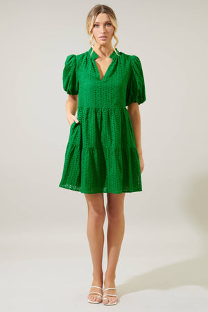 Jacey Babydoll Eyelet Mini Dress