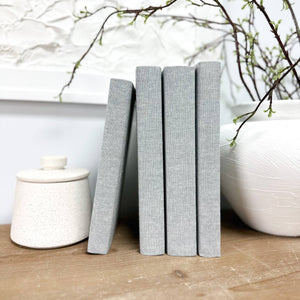Linen Covered Decorative Books for Shelf Decor Light Gray