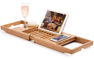 Bathtub Caddy with Extendable Sides, Book and Phone Holder