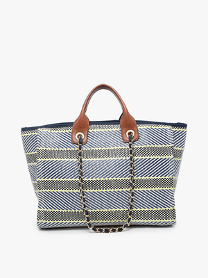 M2044STRP Kristina Striped Satchel w/ Chain Strap