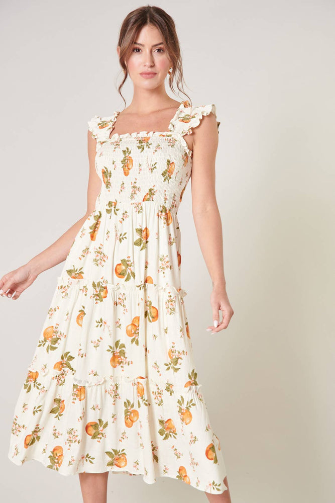 Arancia Bayshore Smocked Bodice Midi Dress