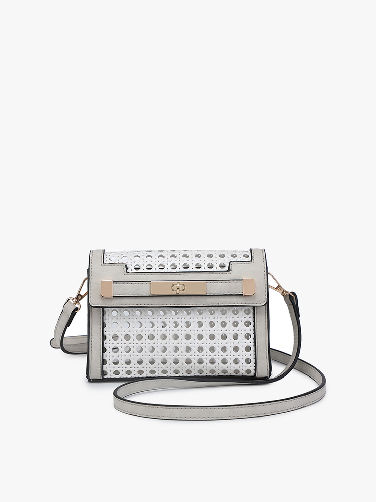 M2089A Etta Rattan Crossbody w/ Vegan Leather Accents