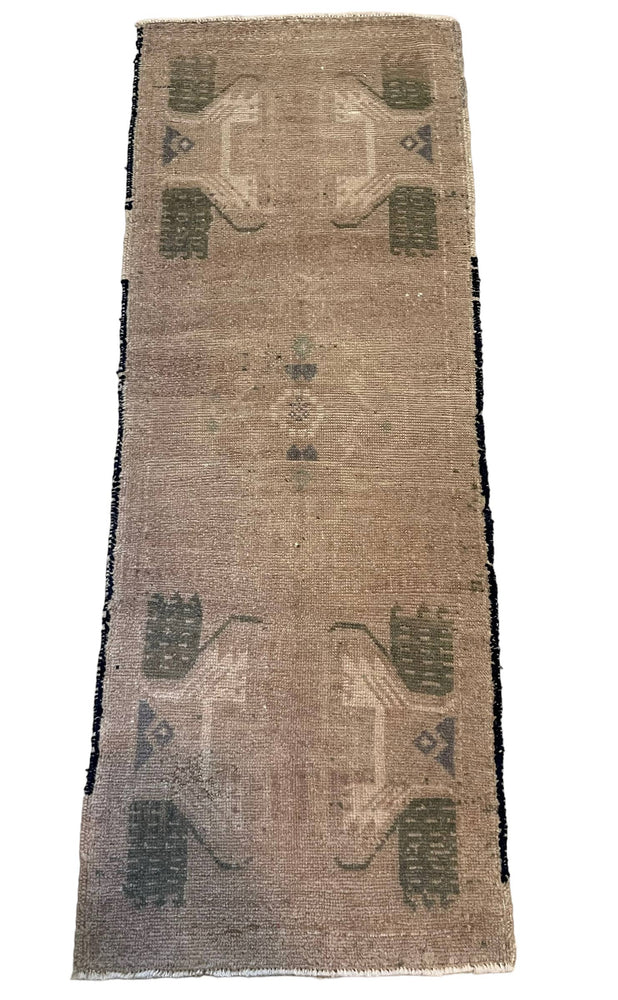 Handmade Vintage Turkish Doormat " 1.9 x 2.2 "