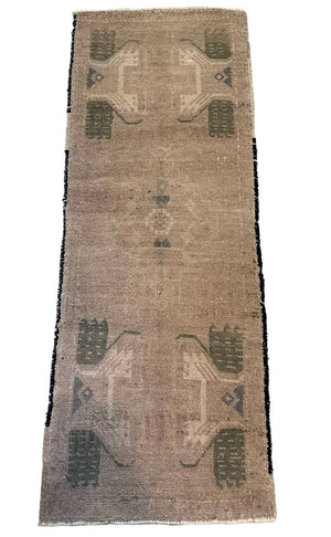 Handmade Vintage Turkish Doormat " 1.9 x 2.2 "