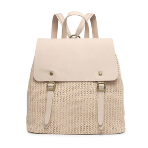 BP2061 Faye Woven Backpack w/ Flapover Closure