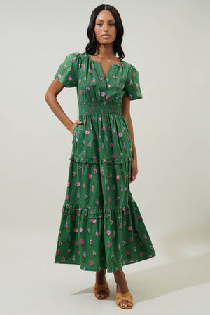 Trini Floral Palmer Poplin Tiered Maxi Dress