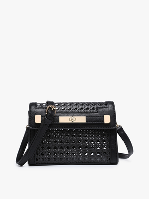 M2089A Etta Rattan Crossbody w/ Vegan Leather Accents