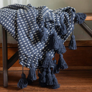 Hand Woven Kadin Throw Navy